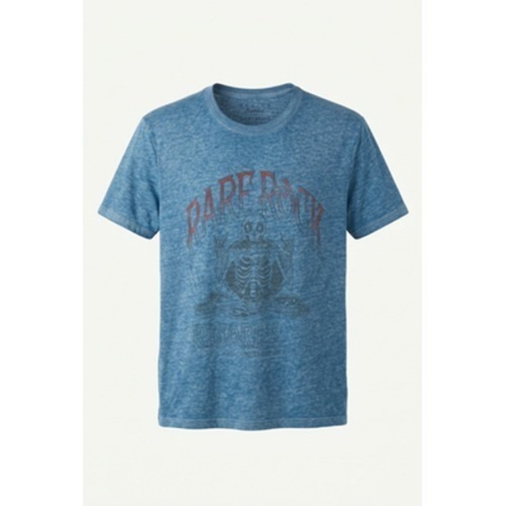 Lucky Brand Venice Burnout Shirt Men S Blue Rare Rock Skeleton Graphic Tee